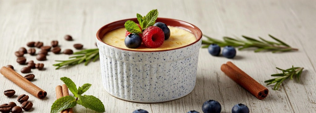 Caffeine Ceramic Handmade White & Brown Ramekins Bowl (Set of 6)