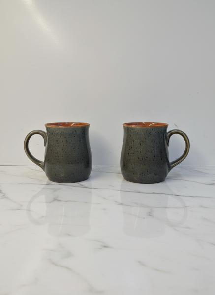 Caffeine Ceramic Handmade Rustic Grey and Brown Studio Tea & Coffee Mug – set 2