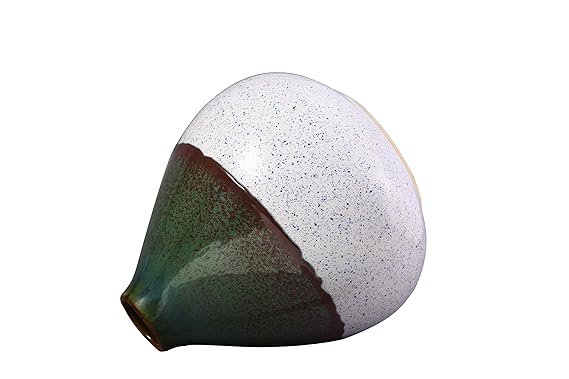 White and green oval shape vase 
