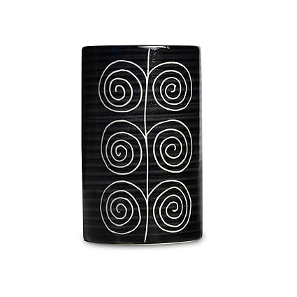 Caffeine Ceramic Stoneware Handmade Black Doodle Water Glass (300ml) Set of 6 - Caffeine Premium Stoneware