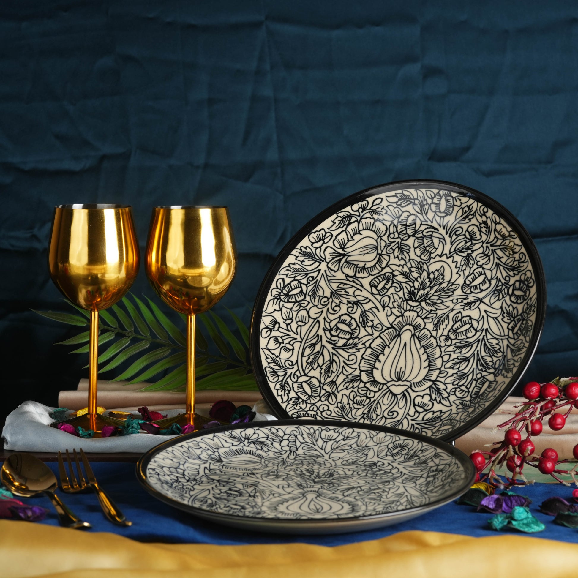 black_mughal_dinner_plate - Caffeine Premium Ceramic