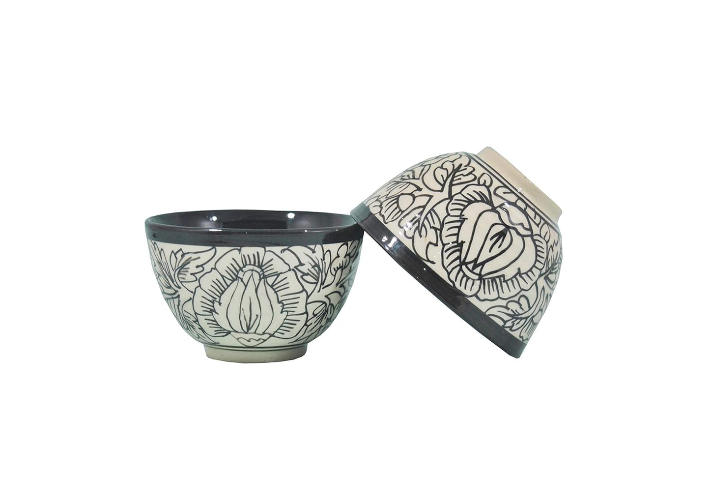 Caffeine Ceramic Handmade Black Peru Dessert Bowl -(Set of 6, 150 ml ) - Caffeine Premium Stoneware