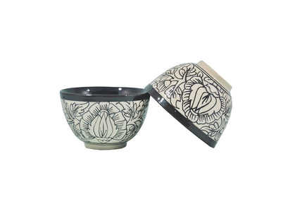 Caffeine Ceramic Handmade Black Peru Dessert Bowl -(Set of 6, 150 ml ) - Caffeine Premium Stoneware