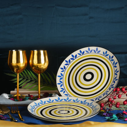 blue_and_yellow_assamiya_dinner_plate - Caffeine Premium Ceramic