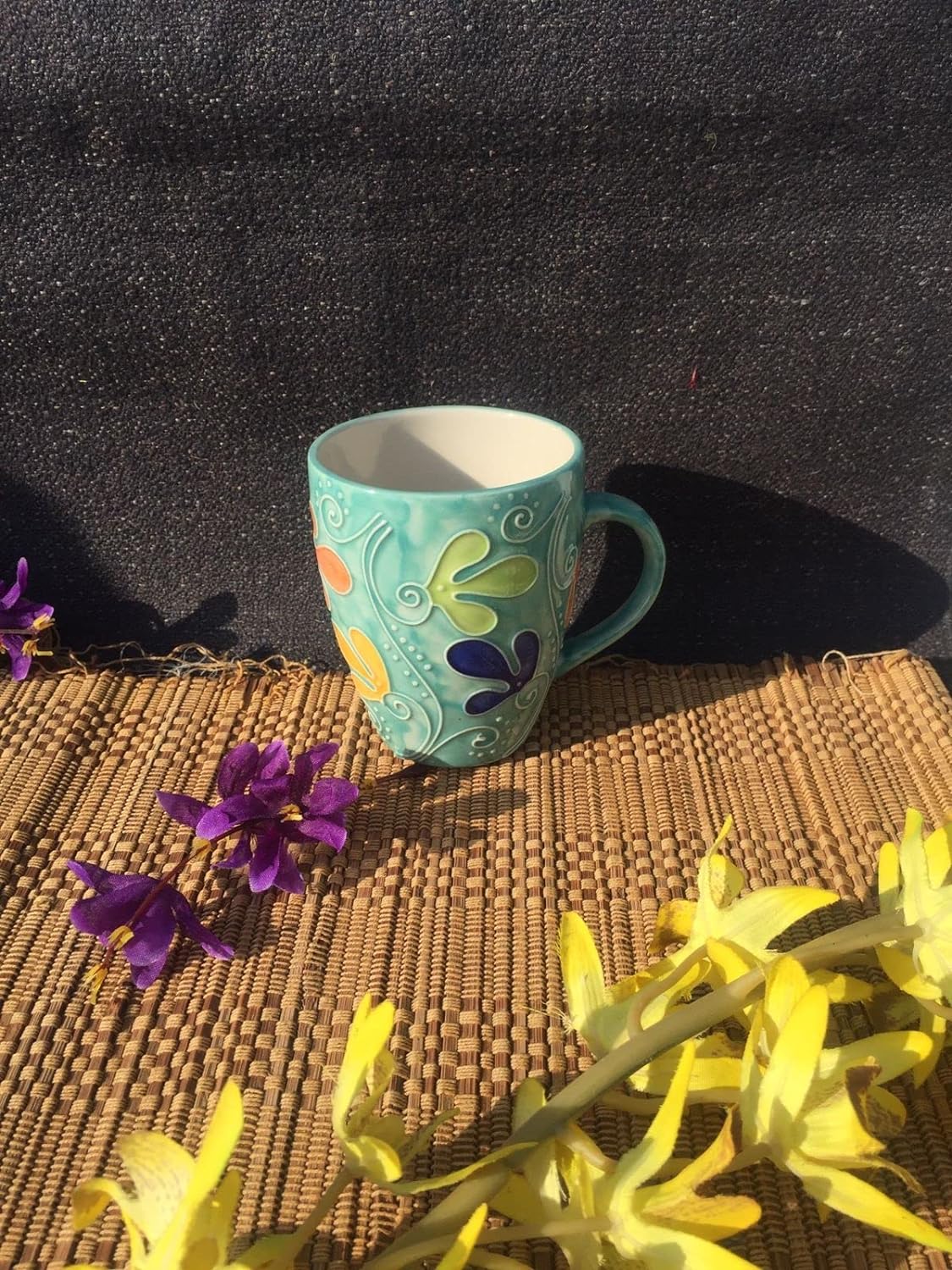 blue_flora_ceramic_coffee_mugs - Caffeine Premium Ceramic