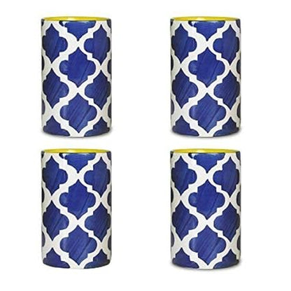 Caffeine Ceramic Stoneware Handmade Blue umrao Water Glass (300ml) Set of 4 - Caffeine Premium Stoneware