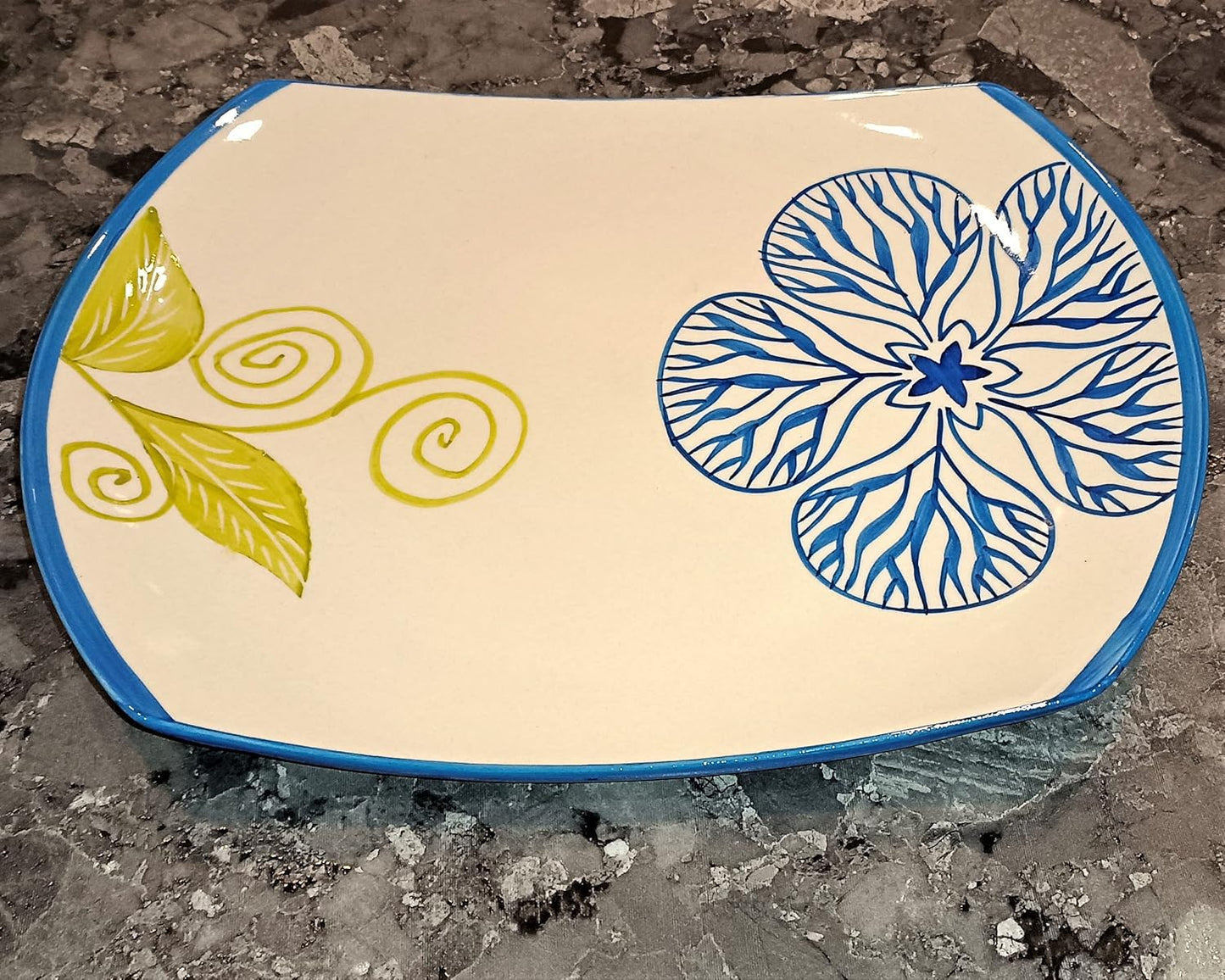 Caffeine Ceramic Handmade White Flora Dinner (Set of 4)