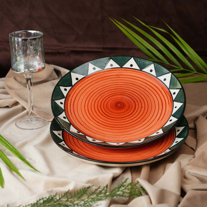 brown_and_green_trible_dinner_plate - Caffeine Premium Ceramic