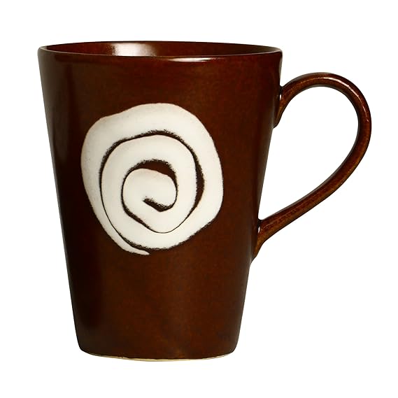 Caffeine Ceramic Stoneware Handmade Brown Doodle Coffee Mug (Set of 2) - Caffeine Premium Stoneware