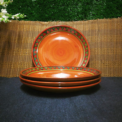 Caffeine Ceramic Handmade Rustic Brown Combo Dinner Set (15 pcs)