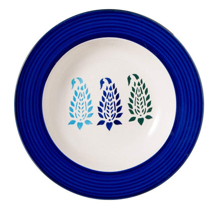 Blue Boota ceramic dinner plate – 10-inch blue and white plate with Mughal floral design