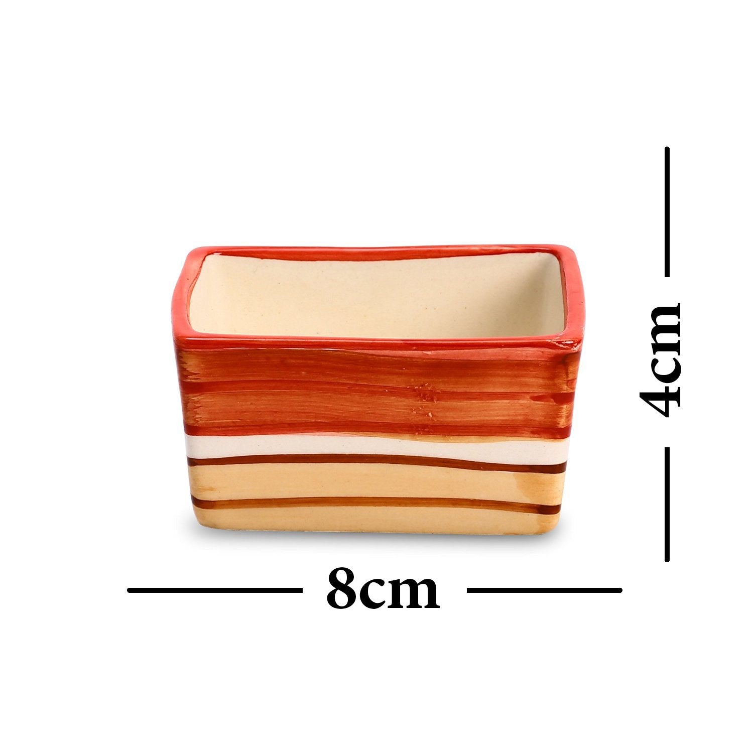 Caffeine Ceramic Stoneware Handmade Orange Beige Dip and Sauce (Set of 4, 40 ml) - Caffeine Premium Stoneware