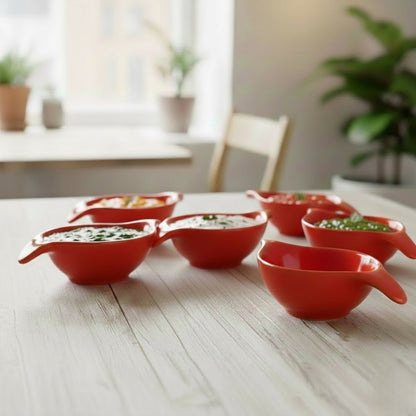 ceramic dip & sauce set of 6 in red