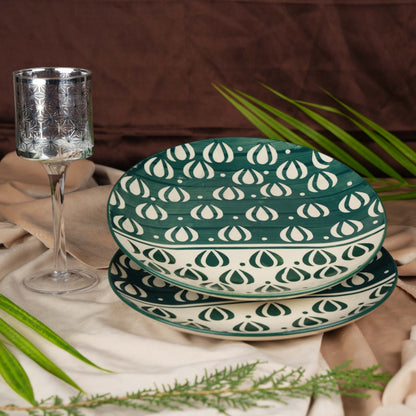ceramic_green_mughal_dinner_plate - Caffeine Premium Ceramic