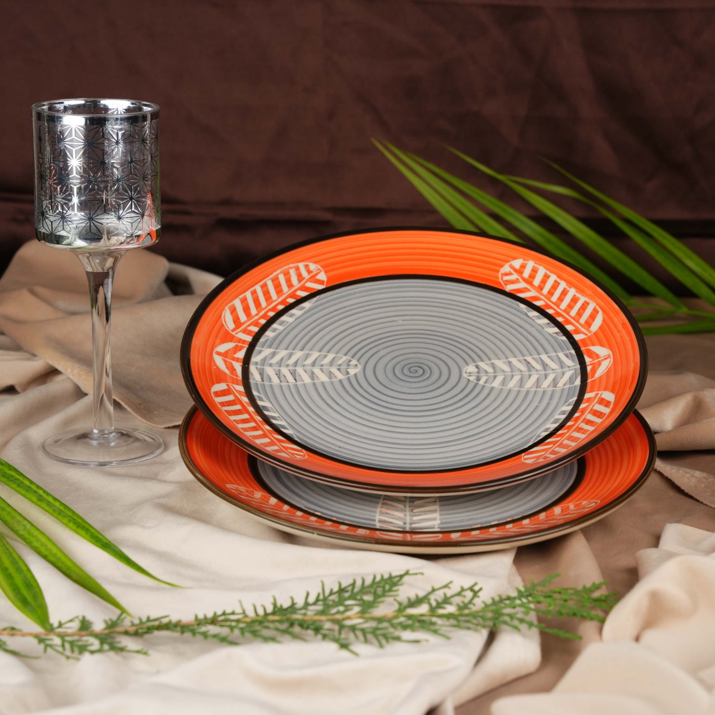 ceramic_orange_leaf_dinner_plate - Caffeine Premium Ceramic