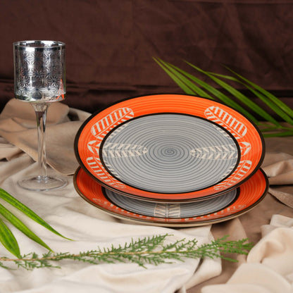 ceramic_orange_leaf_dinner_plate - Caffeine Premium Ceramic