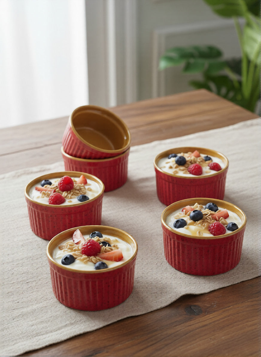 ceramic red ramekins set