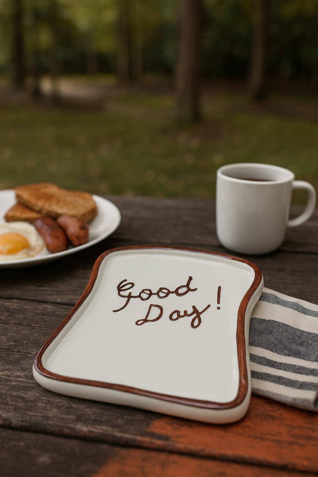 Caffeine premium ceramic "Good Day" Toast Plate (set 2)