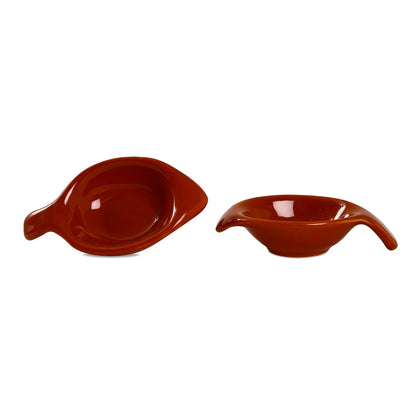 Caffeine Ceramic Stoneware Handmade Dark Brown Glossy Diya Dip and Sauce (Set of 2, 40 ml) - Caffeine Premium Stoneware
