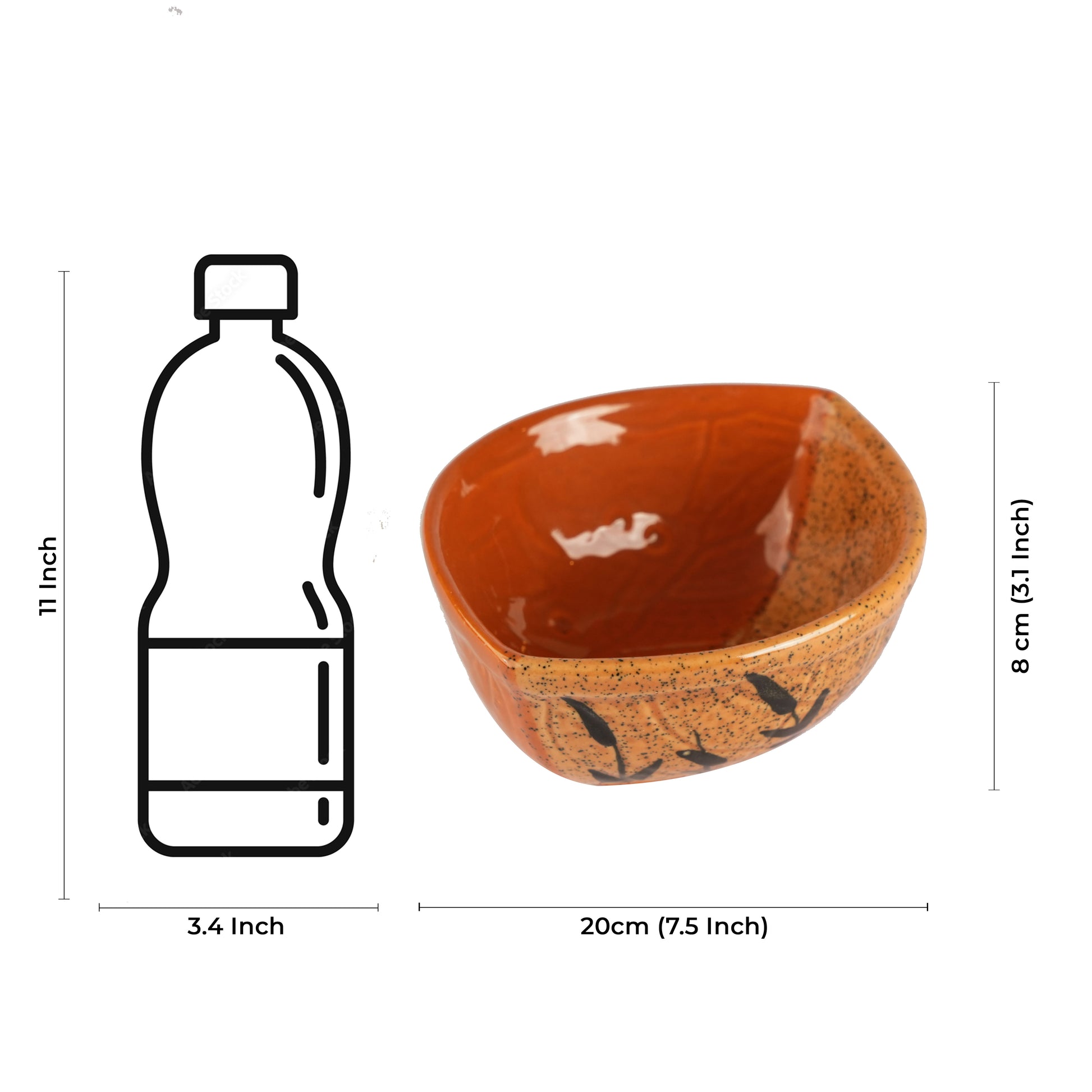 Caffeine Ceramic Handmade Brown and Mustard Leaf Serving Bowl (Set of 3) - Caffeine Premium Stoneware