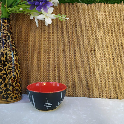 Caffeine Ceramic Handmade Black Bamboo Combo Dinner Set 12 pcs