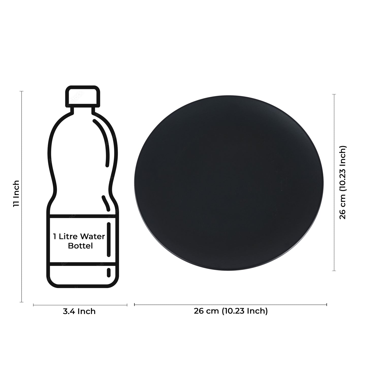 Caffeine Ceramic Handmade Stoneware Black Matte Dinner Plates10 inch Set of 2 - Caffeine Premium Stoneware