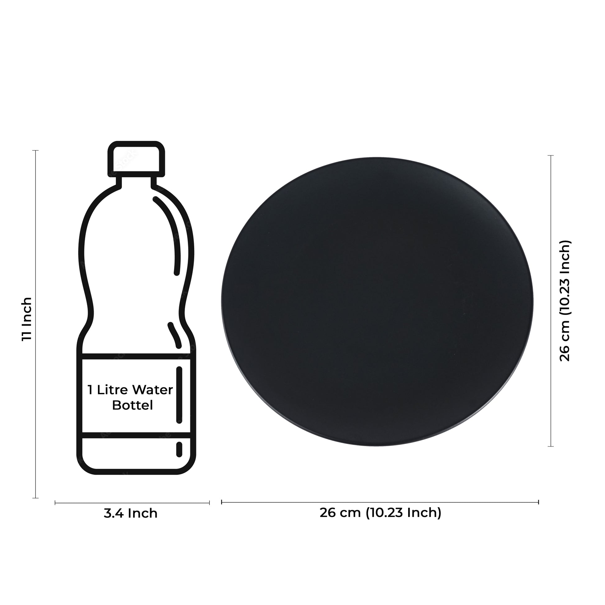 Caffeine Ceramic Handmade Stoneware Black Matte Dinner Plates10 inch Set of 2 - Caffeine Premium Stoneware