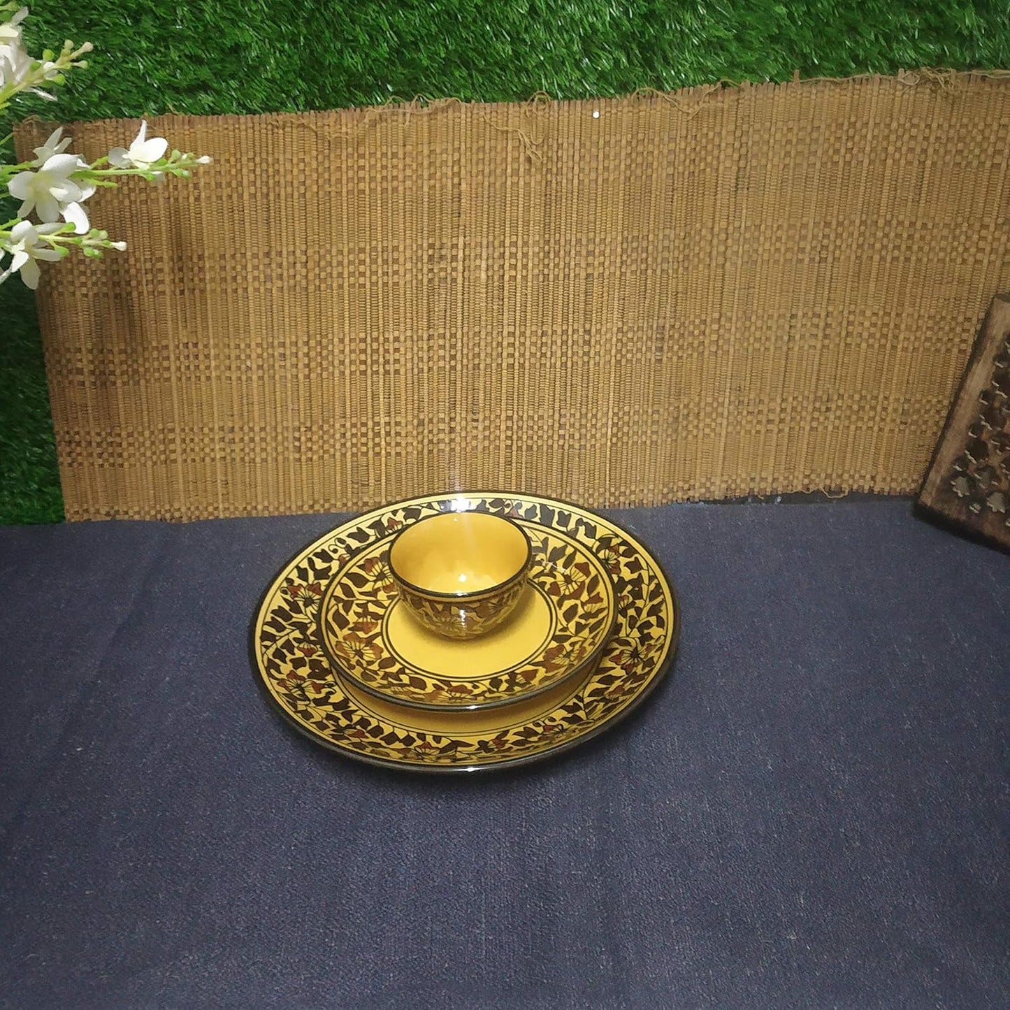 Caffeine Ceramic Handmade Brown Sehra Combo Dinner Set (5 pcs.)