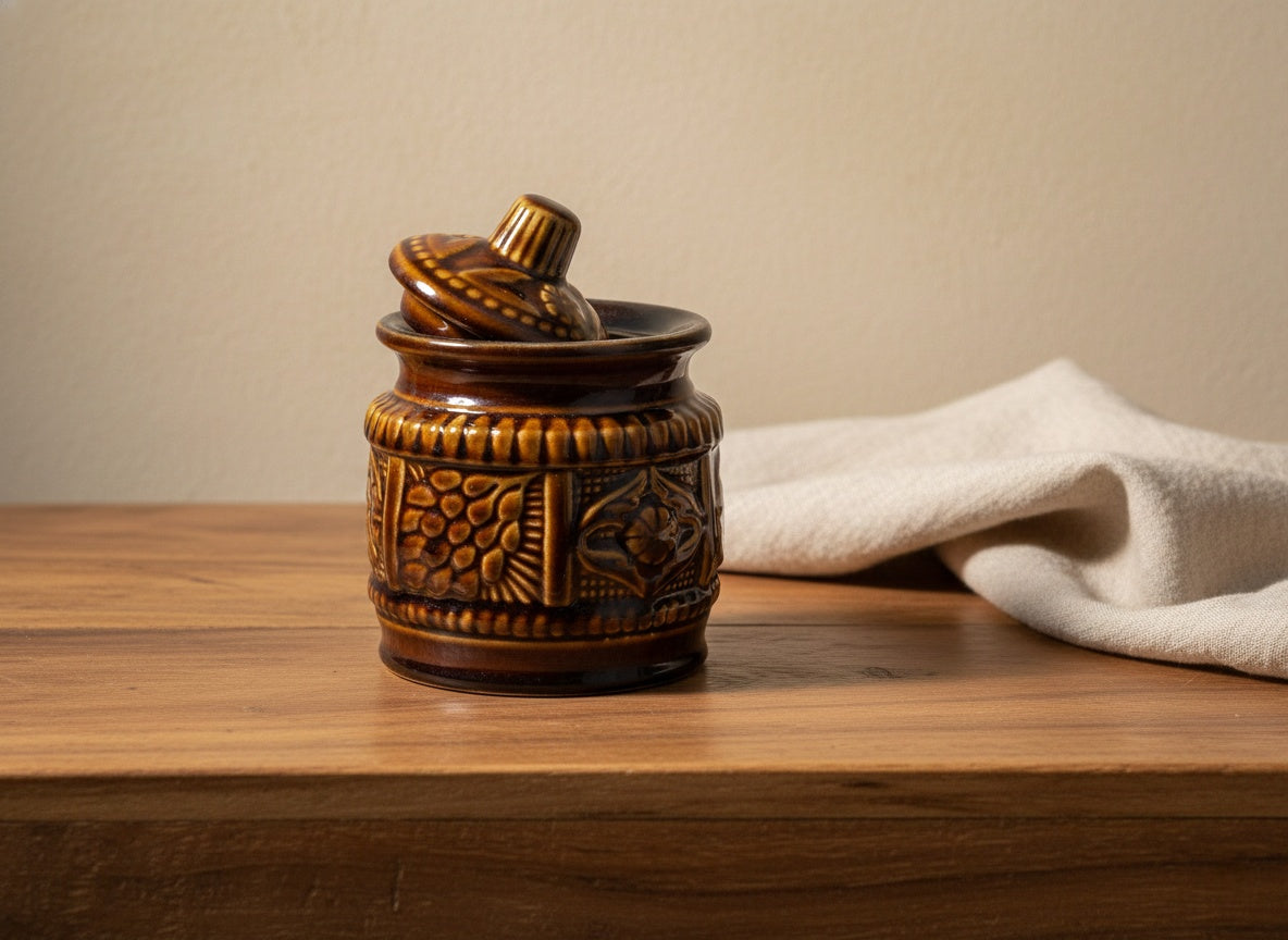 Caffeine Ceramic Stoneware Handmade Martban Barni Pickle Jar (Set of 1)