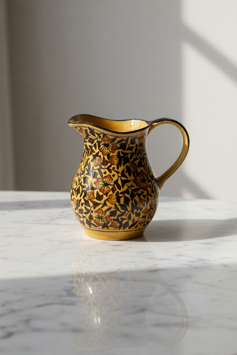 Caffeine Ceramic Handmade Stoneware Brown Sehra Water Jug Set of 1, (1800 ml)