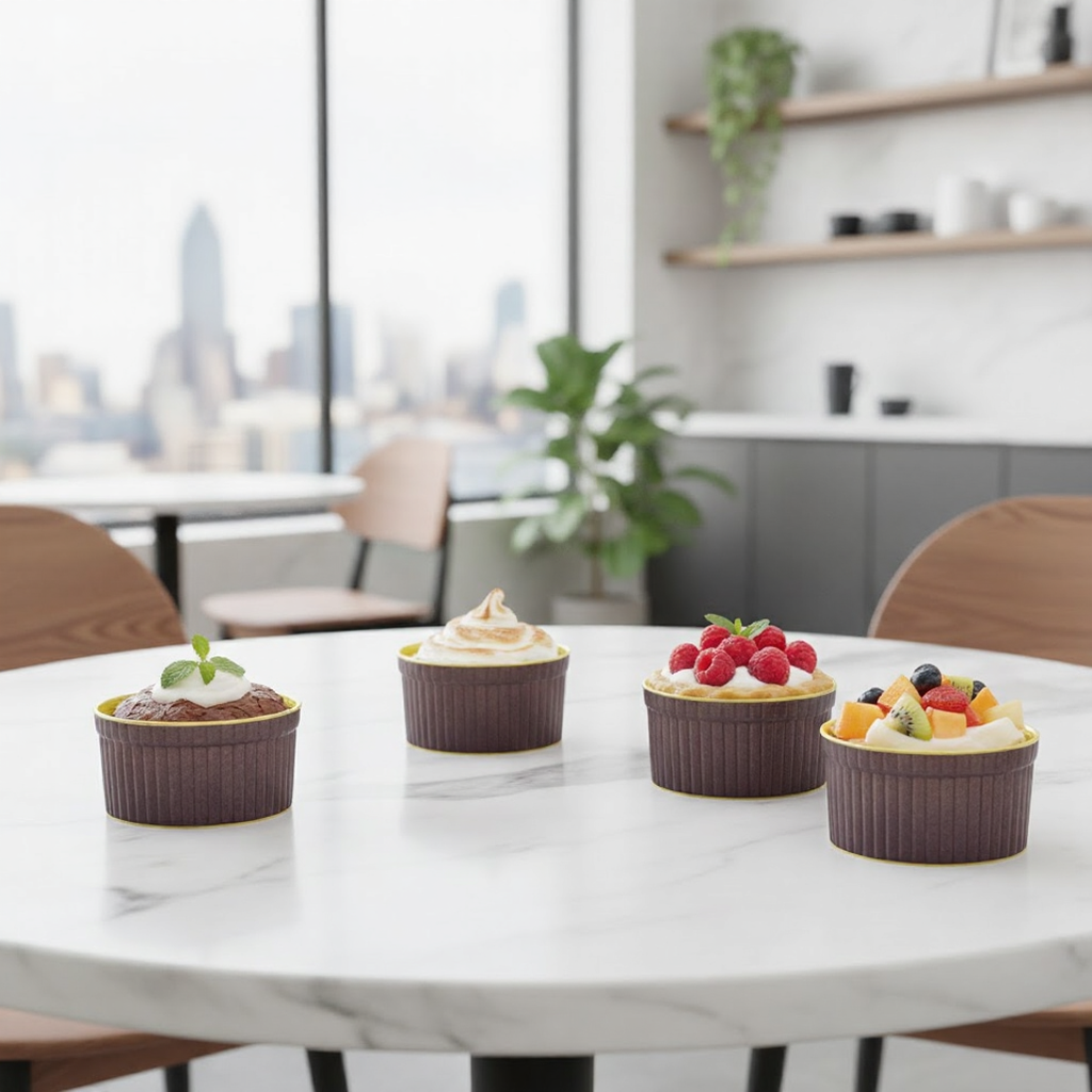 Caffeine Ceramic Handmade Purple and Yellow Ramekins Bowl- (Set of 4)