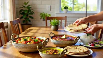 Caffeine Ceramic Handmade Stoneware Mustard Crackle Serving kadhai (Set of 3 Microwave & Dishwasher Safe)