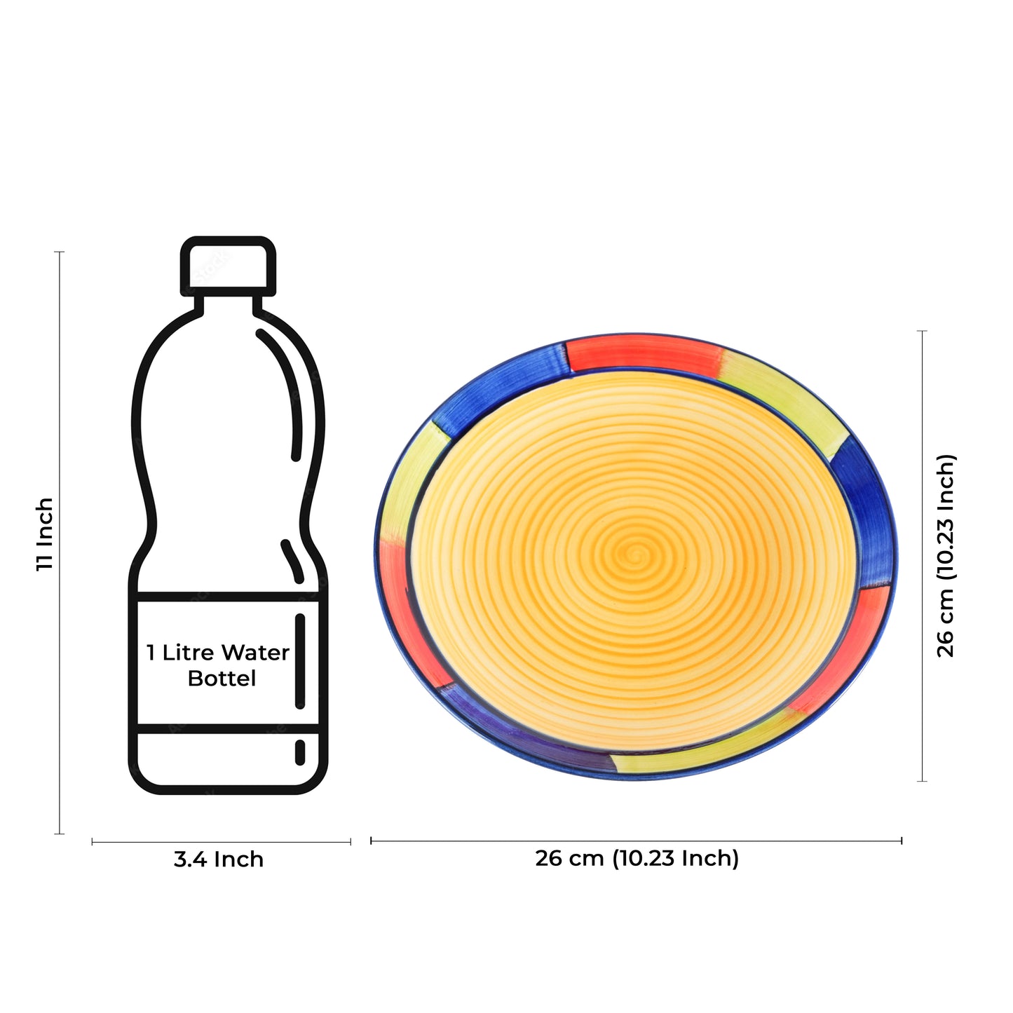 Caffeine Ceramic Handmade Stoneware Yellow Dinner Plates set of 4 - Caffeine Premium Stoneware