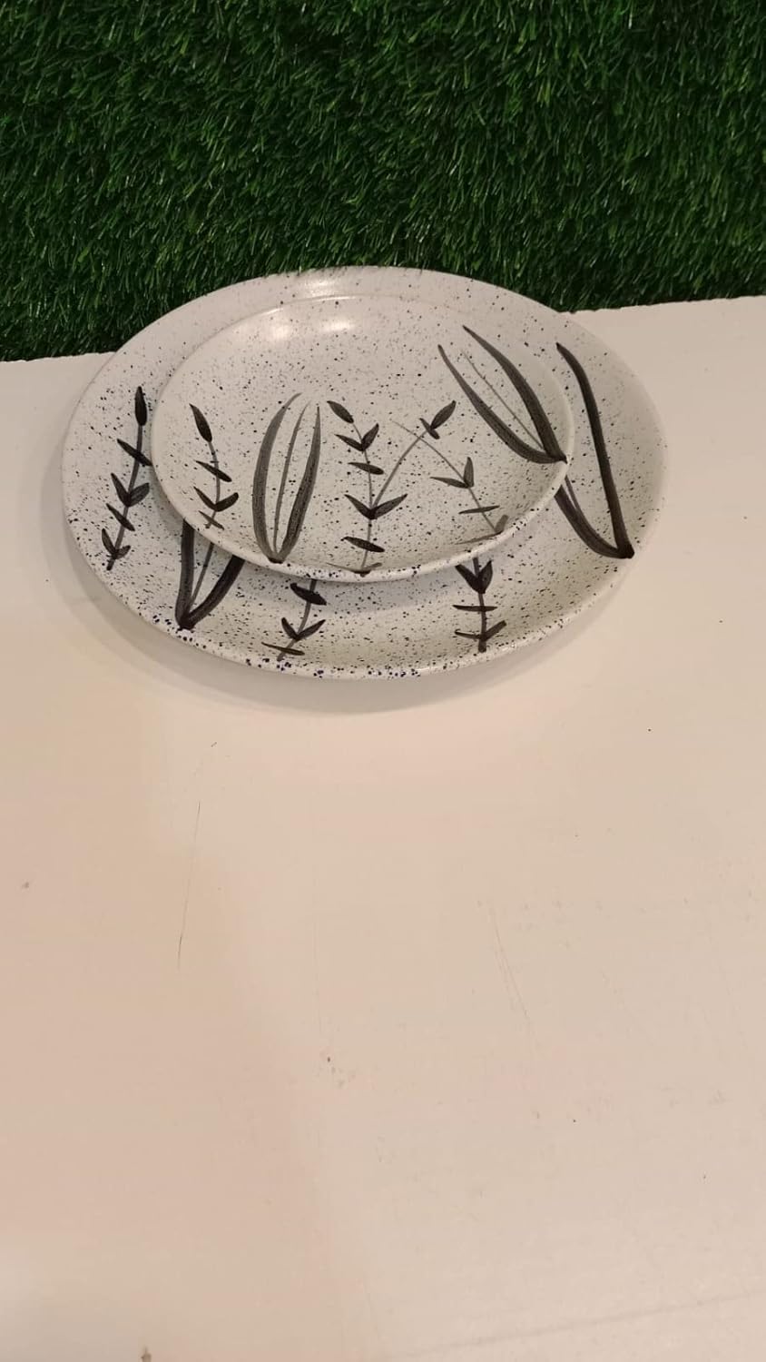 Caffeine Ceramic Handmade white bamboo combo dinner (set of 15pcs)