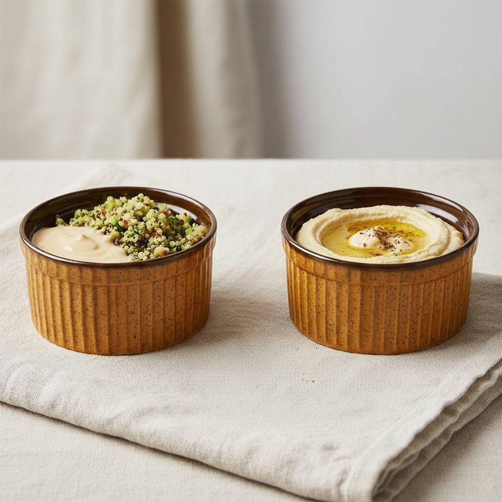 Caffeine Ceramic Handmade Mustard Brown Ramekins Bowls (Set of 6)