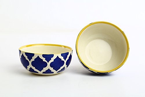 Caffeine Ceramic Handmade Blue Umrao Combo Dinner set (set of -6)