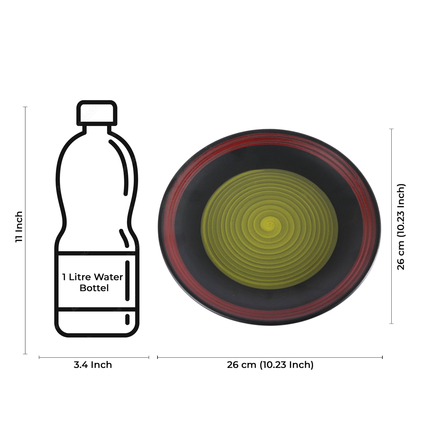 Caffeine Ceramic Handmade Stoneware Green Chandrakari Dinner Plates10 inch Set of 2 - Caffeine Premium Stoneware