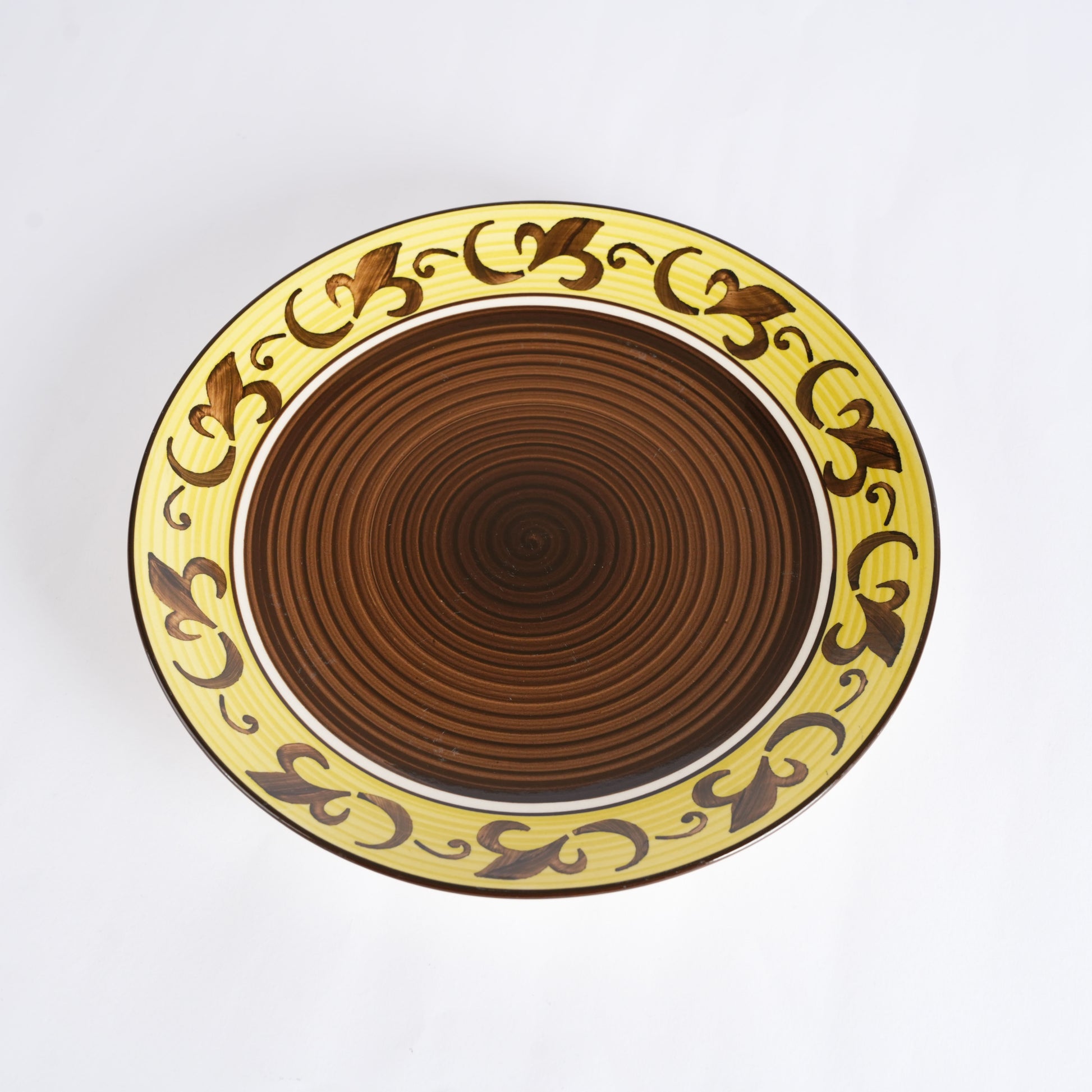 Caffeine Ceramic Handmade Brown & Yellow Leaf Dinner Plates 10 inch set of 2 - Caffeine Premium Stoneware