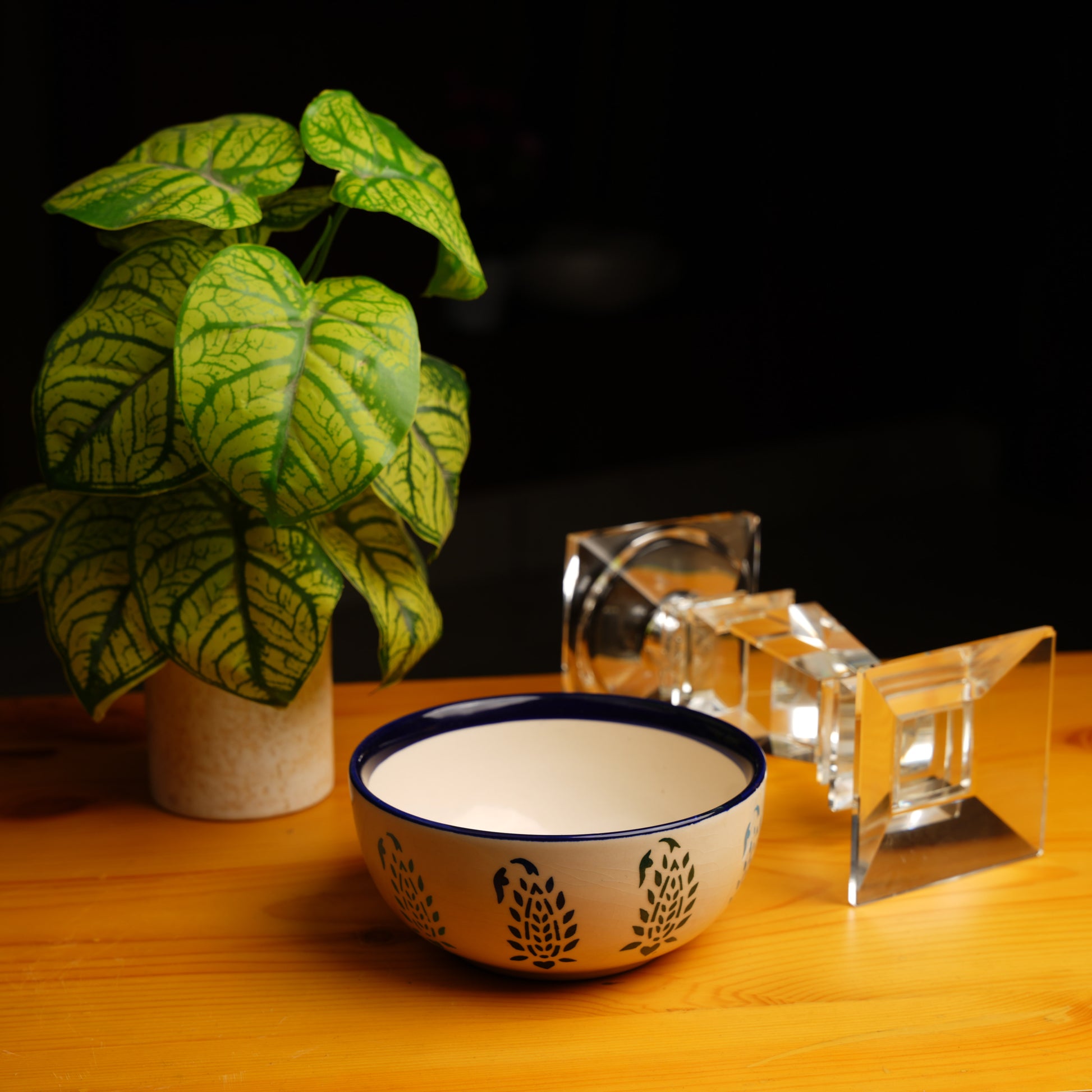Caffeine Premium Ceramic Handmade Blue Boota Serving Bowl (Set of 4) - Caffeine Premium Stoneware