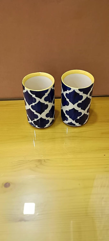 Caffeine Ceramic Handmade Blue Umrao Combo Dinner Set (10 pcs.)