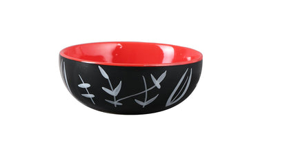 Caffeine Ceramic Handmade Red and Black Dinner Set (19 pcs )