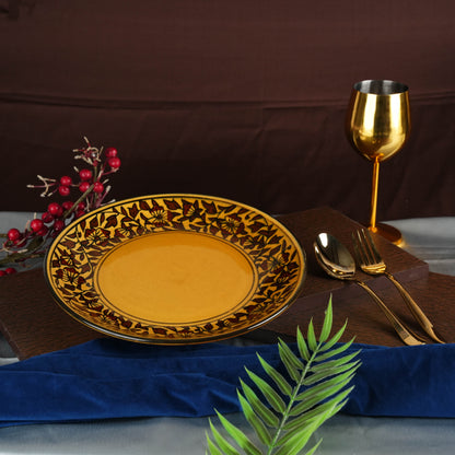 Caffeine Ceramic Handmade Stoneware Brown Sehra Dinner Plate 10 inch Set of 2 - Caffeine Premium Stoneware