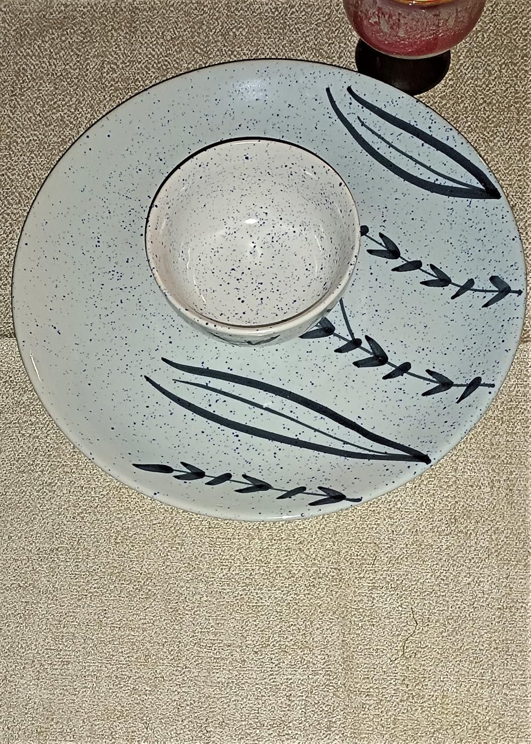 Caffeine Ceramic Handmade White Bamboo Dinner (Set of 4)