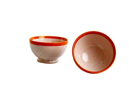 Caffeine Ceramic Handmade Orange Crackle Studio Nut Serving bowl (Set of 2) - Caffeine Premium Stoneware