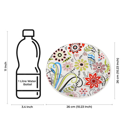 Caffeine Ceramic Handmade Stoneware Multicolor Flower Design Dinner Plate set of 4 - Caffeine Premium Stoneware