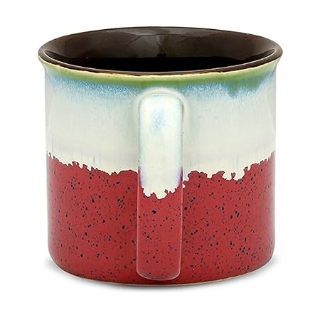 Caffeine Ceramic Stoneware Handmade White & Coral Peach Maggie Mug (Set of 2) - Caffeine Premium Stoneware