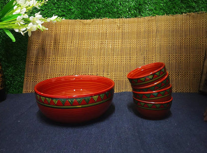 Caffeine Ceramic Handmade Rustic Brown Combo Dinner Set (15 pcs)