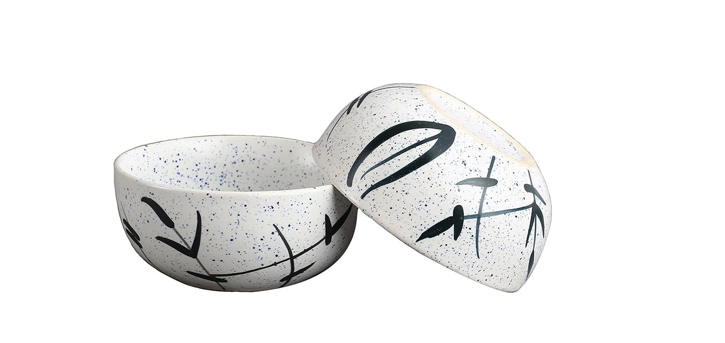 Caffeine Ceramic Handmade Royal White Bamboo Classic Dinner Set (19 pcs.)