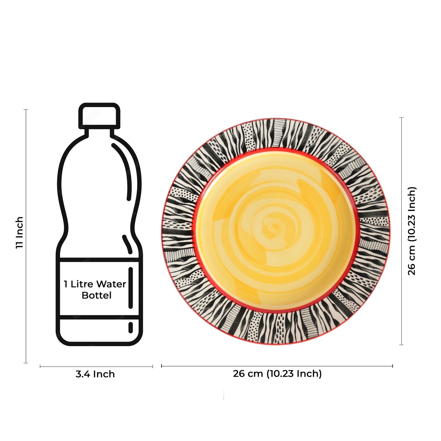 Caffeine Ceramic Handmade Stoneware Amber Abstract Dinner Plate 10" inch Set of 2 Plates - Caffeine Premium Stoneware