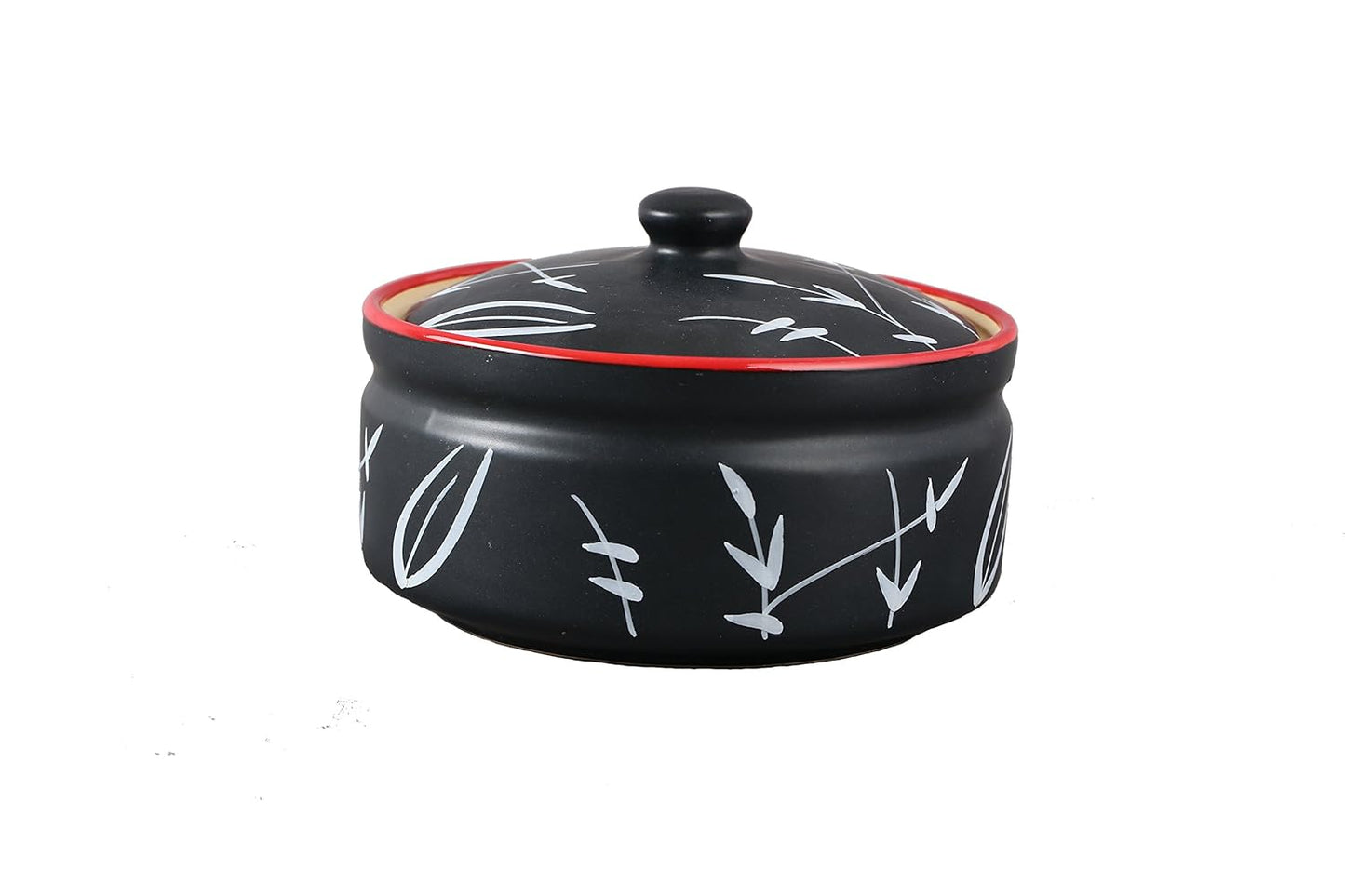 Caffeine Ceramic Handmade Red and Black Dinner Set (19 pcs )
